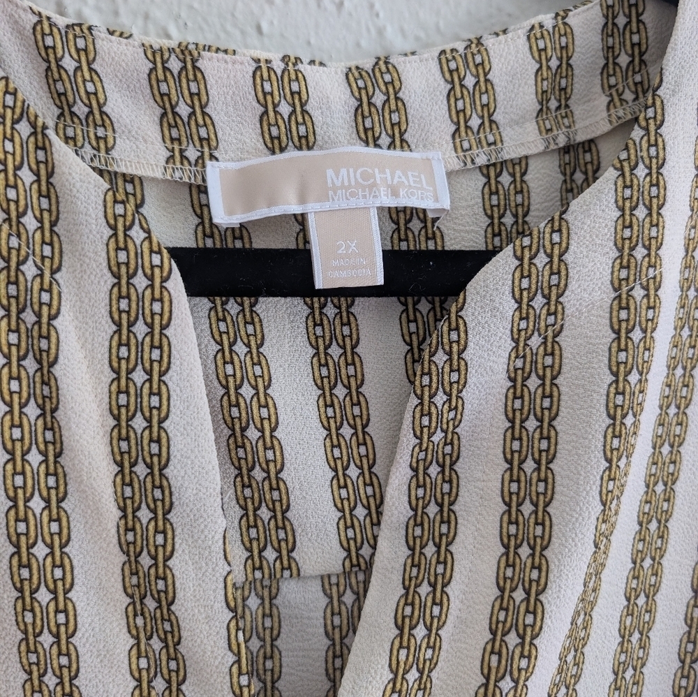 Michael Kors Gold Chain Printed Blouse - Picture 2 of 6